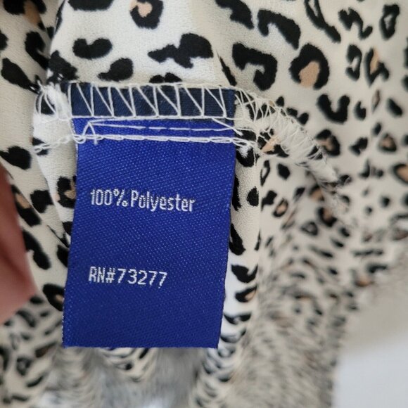 Apt 9 Leopard Print V-Neck Blouse Womens Size M Long Sleeve Pockets Career - Picture 4 of 10